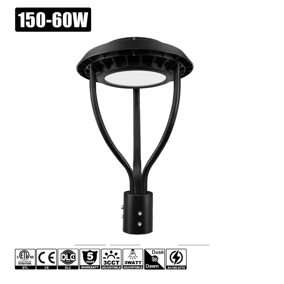 36w-150w 3/4/5k Post Top Fixture Us Stock Pole Lamp Parking Area Yard Outdoor Lighting Led Dusk To Dawn Garden Light
