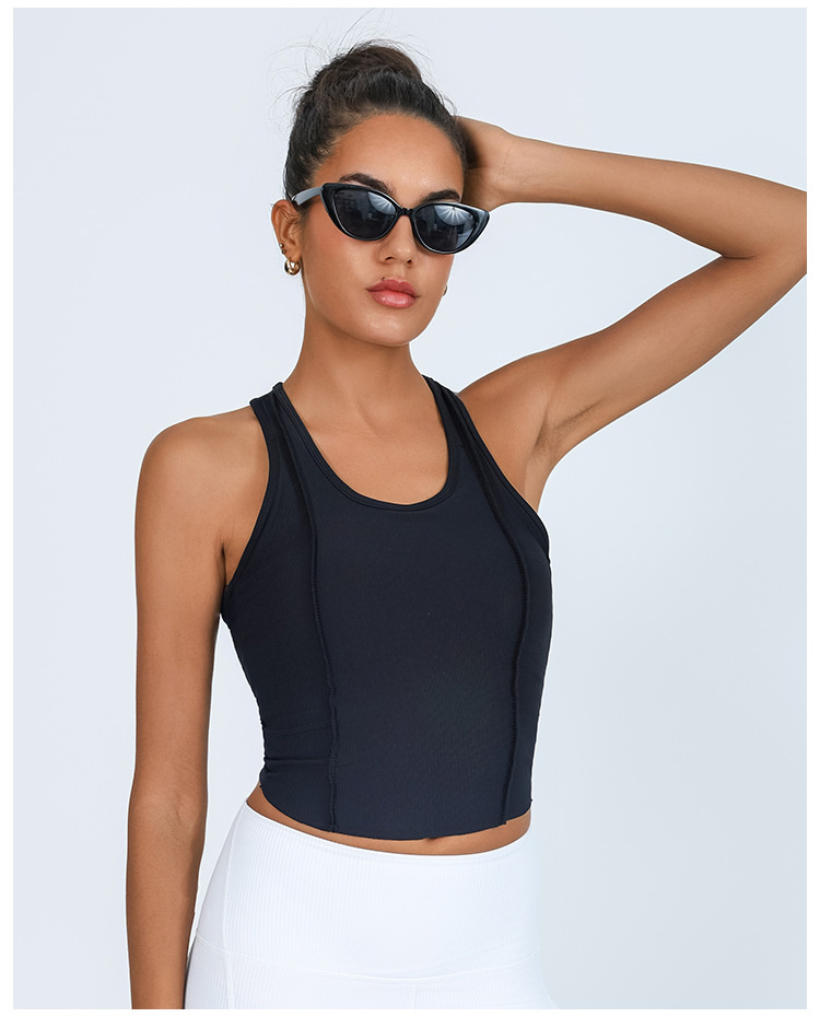 Yoga Vest Women Chest Pad Halter High Support Shockproof Running Crop Top
