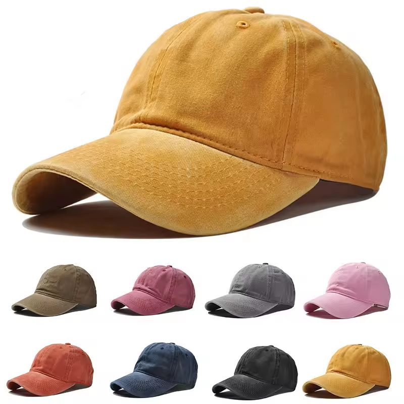 Wholesale In Stock 12 Colour Sports Cap Blank Washed Faded Cotton Hat 6 Panel Dad Hat Baseball Cap For Women Men