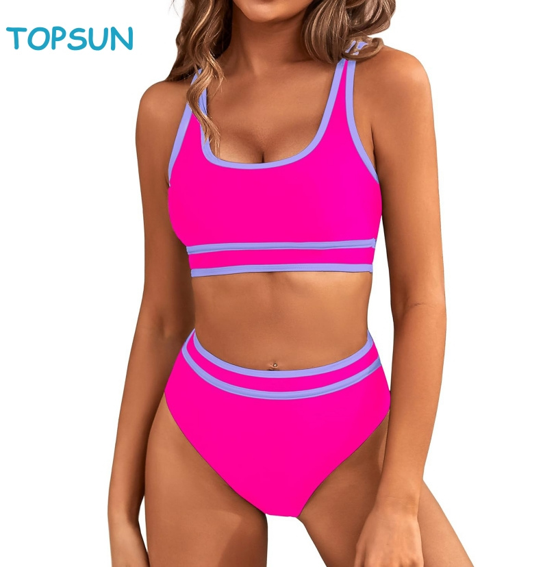 Women's High Waisted Bikini Sets Sporty Two Piece Swimsuits
