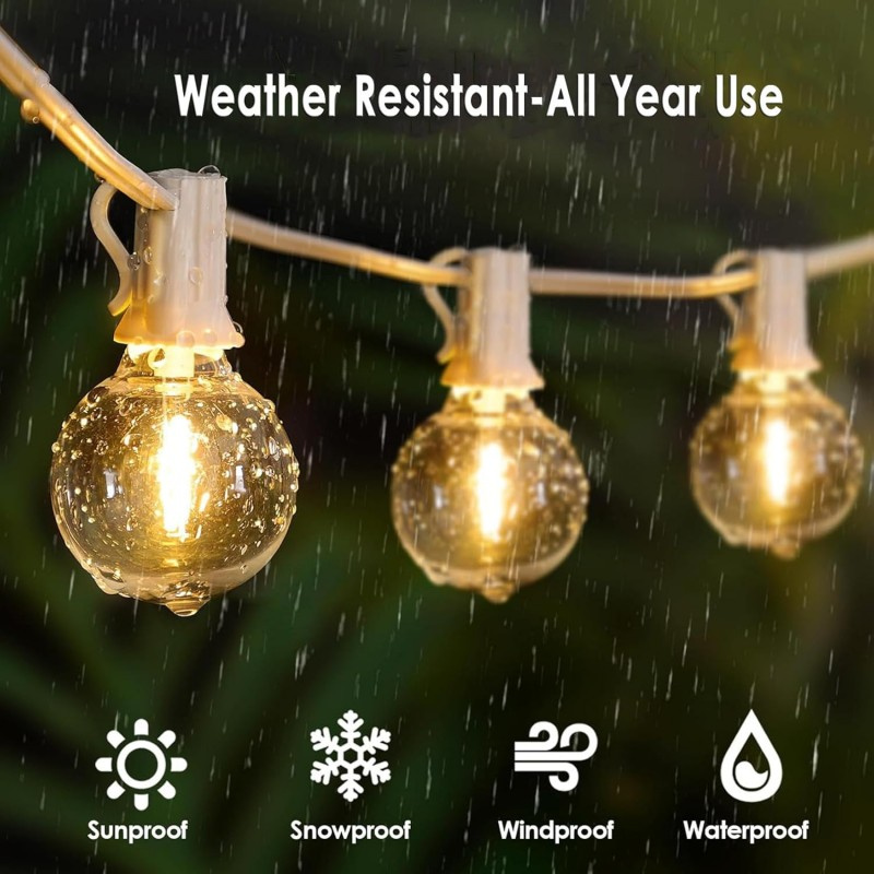 25FT G40 Patio String Light Outdoor Garland Festoon Globe Bulb Fairy New Year Party Garden Garlands Decorate