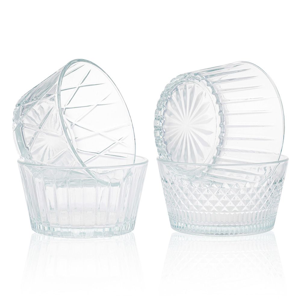 Low MOQ Wholesale Bowl Glasses 300ml Clear Glass Ice Cream Salad Bowls with Logo Printing