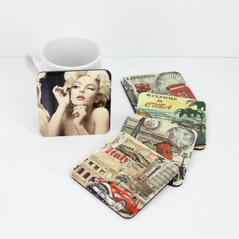 Wholesale Square 95mm X 95mm MDF Cork Sublimation Blank Coaster