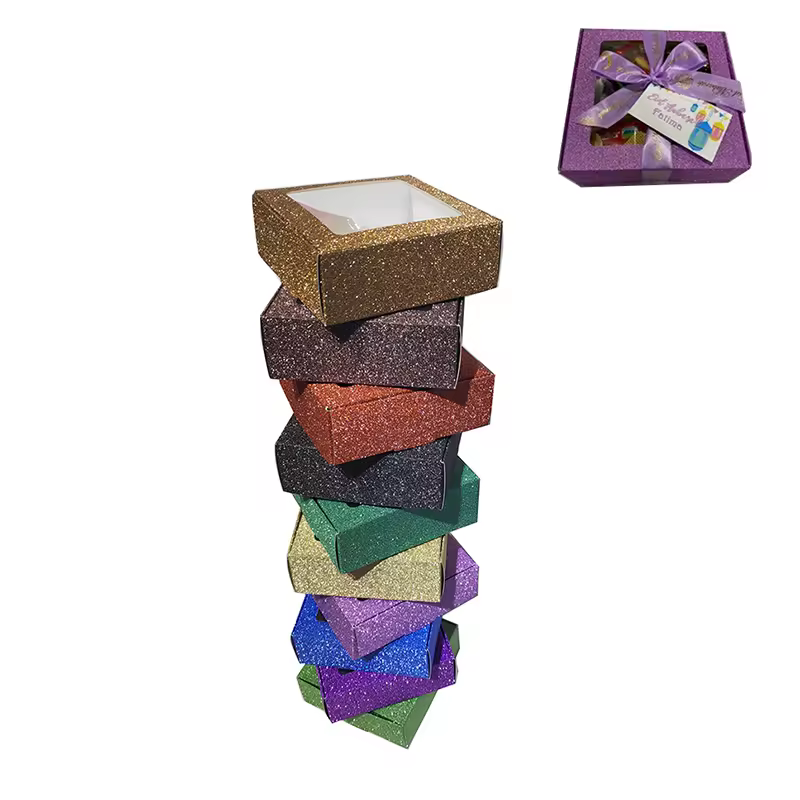 10pcs Lot Glitter Craft Paper Folders Diy Wedding Party Soap Candy Cookie Gift Packages Window Jewelry Display Box Elegant Style