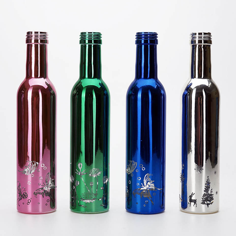 Vista Luxury Alcohol Electroplating Gold Pink Custom Color Whisky Vodka Rum 250ml Liquor Glass Bottle With Screw Cap