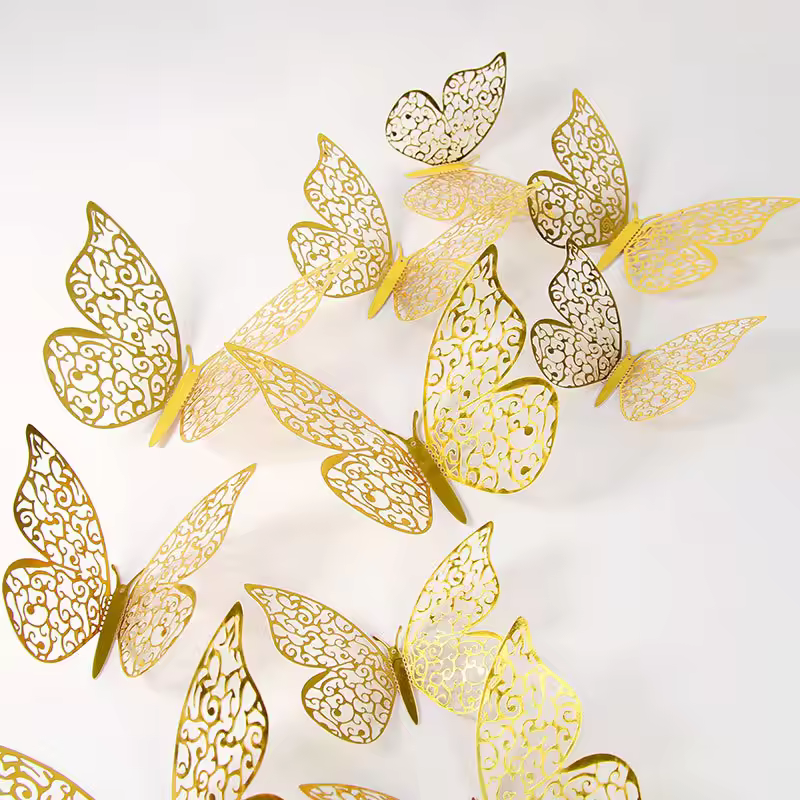 3d Paper Hollow Butterfly Wall Stickers Realistic Home Wedding Decor Removable Decals Bulk Wholesale