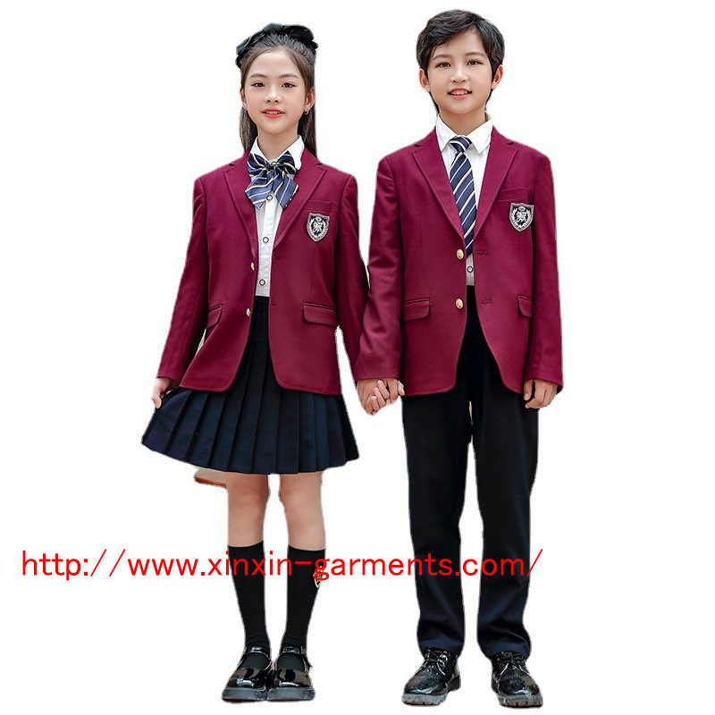 New Design Fashion Private School Uniform School Student Wine Blazer (U2316)
