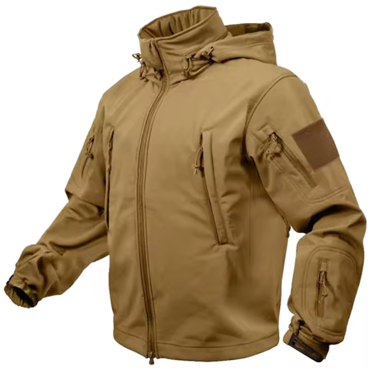 Low Moq Men's Outdoor Soft-shell Hardshell Jacket Tactical Jacket Windproof Jacket Hooded With Multiple Pockets