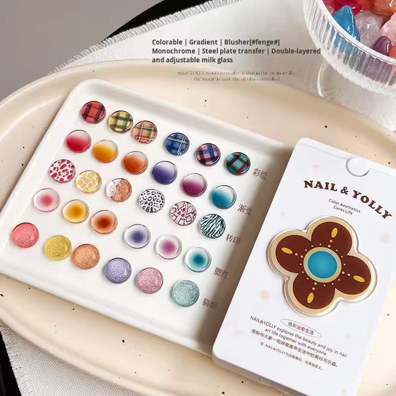 Yolly 2025 Hot Sale Fashion Uv Nail Gel Set Long-lasting 18 Colors Hema-free Tpo-free No-wash Transfer Printing Led Lamp Bottle