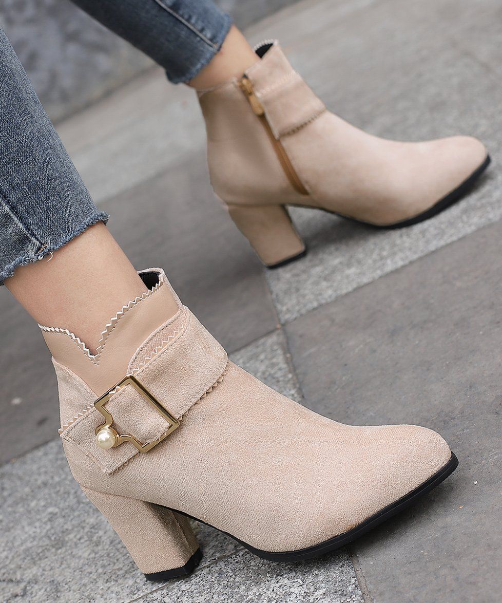 New Design Good Quality Pointed Toe Heeled Boots Women Shoes 2024