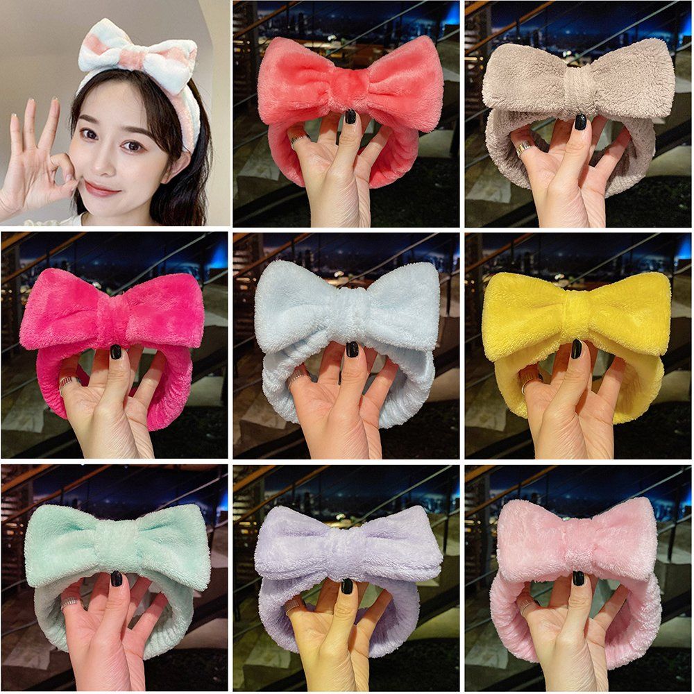 New Women Coral Fleece Bowknot Headbands Winter Hairbands Girls Retro Knot Turban Elasticity Make up Hair Accessories