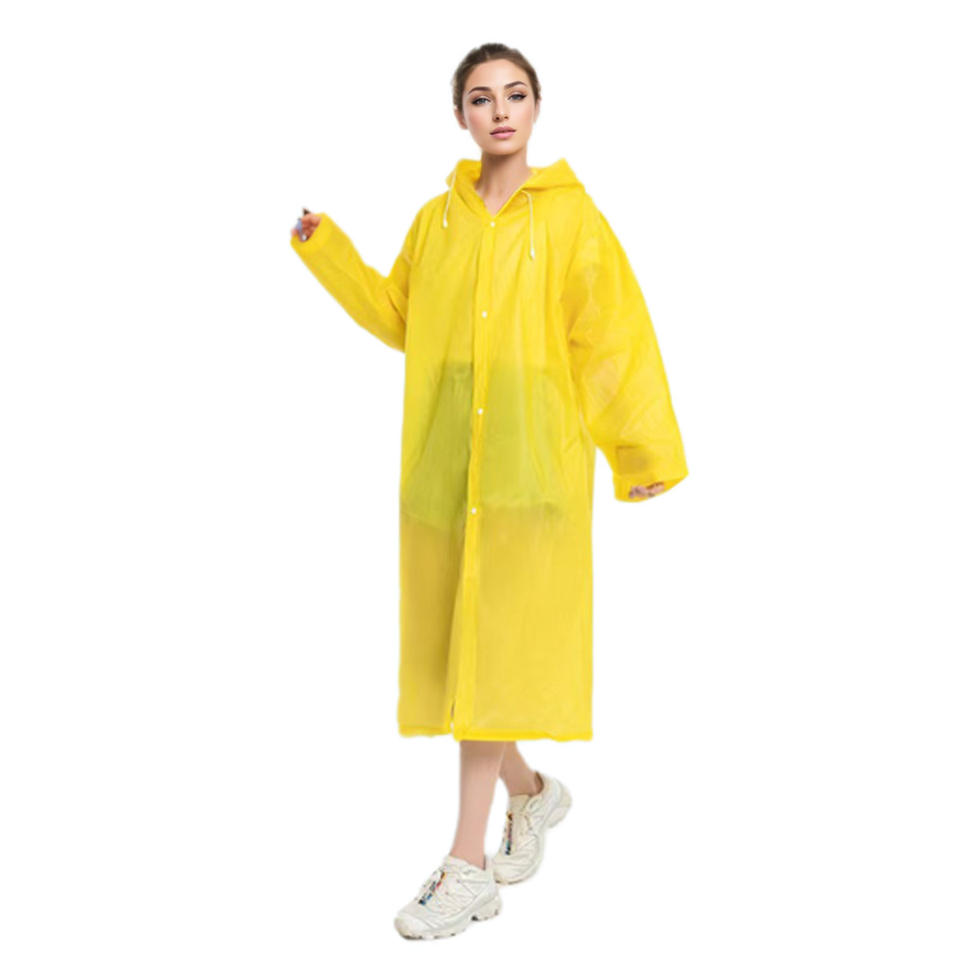 Wholesale 100g 16 Denier Fabric Bulk EVA Non Disposable Raincoat Thick Full Coverage Rain Suit for Adults Travel Storms Yellow