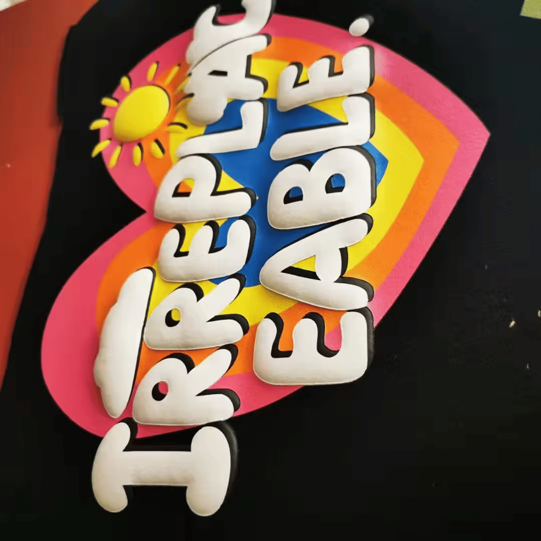 3D Foaming Lettering Film Solid Puff Heat Transfer Film Light Storing 3D Puff Foam Heat Transfer Film Vinyl