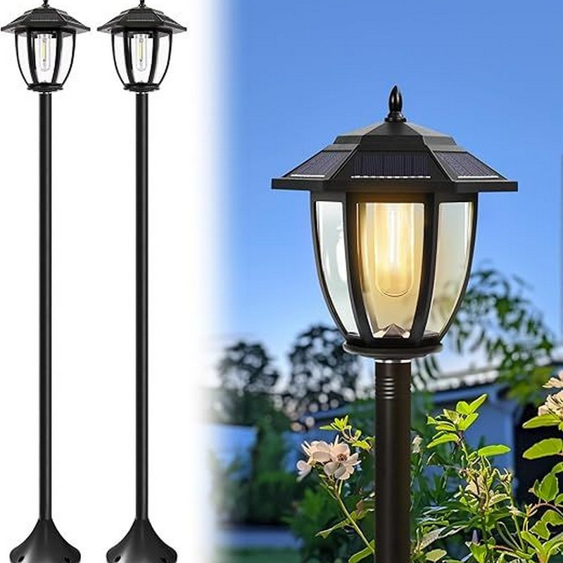 63" Solar Lamp Post Lights Outdoor Post Lights Waterproof, Solar Light Pole for Garden