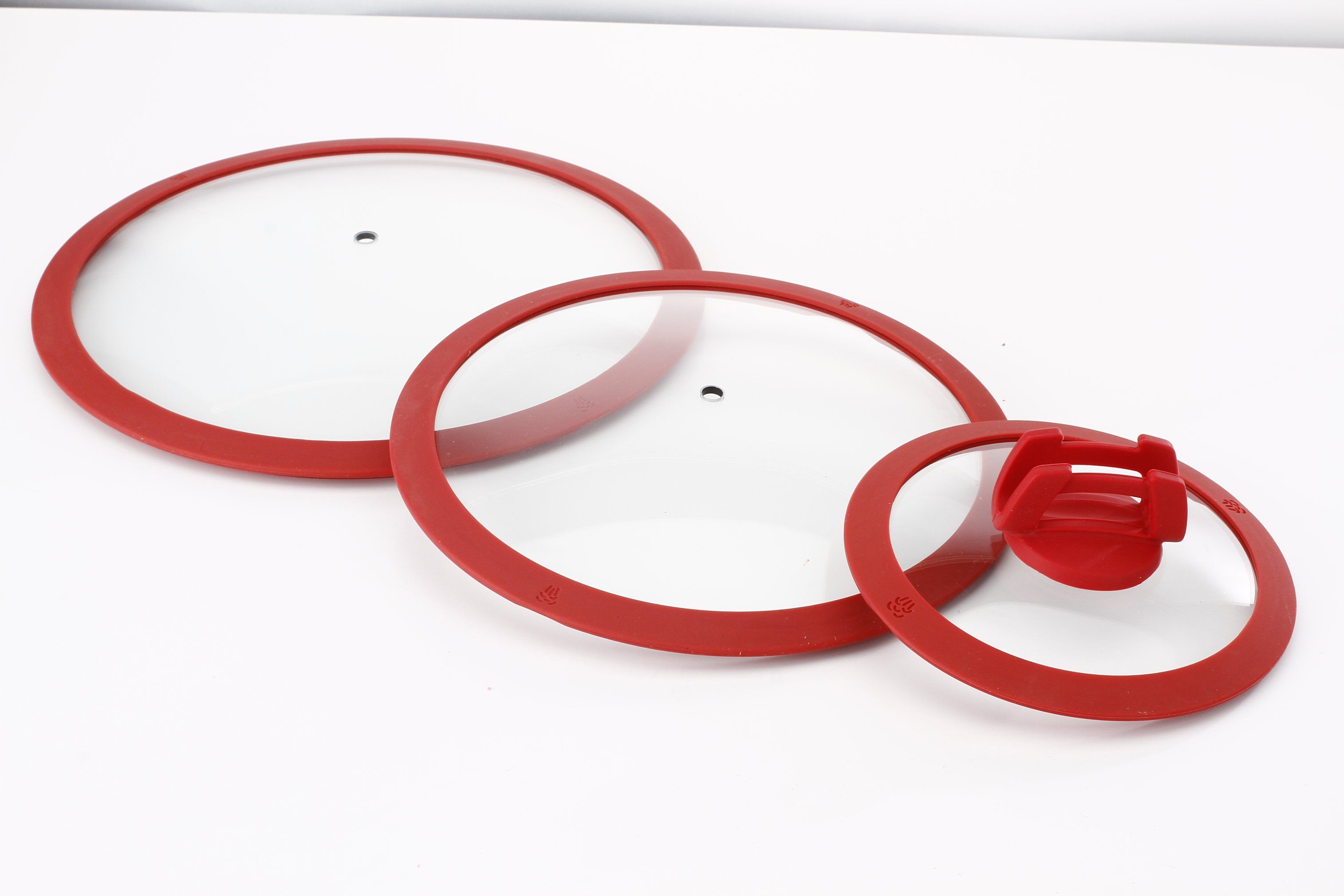 Silicone Rim/ Tempered Glass Lid /Silicone Lids