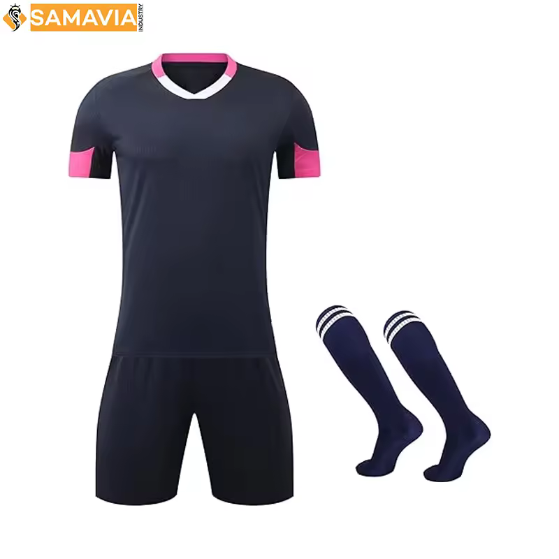 In Stock Retro Style V-neck Soccer Jersey Uniform Set Custom Football Outfit For Teams Fast Shipping
