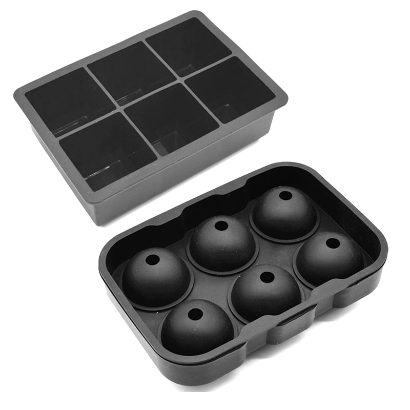 Stock Homemade Black 3D Round Silicone Ball Square Icecream Cube Mold