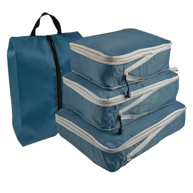 Ready To Ship Fashionable Polyester Compression Packing Cubes 4 Pcs Set Travel Accessories Expandable Organizers
