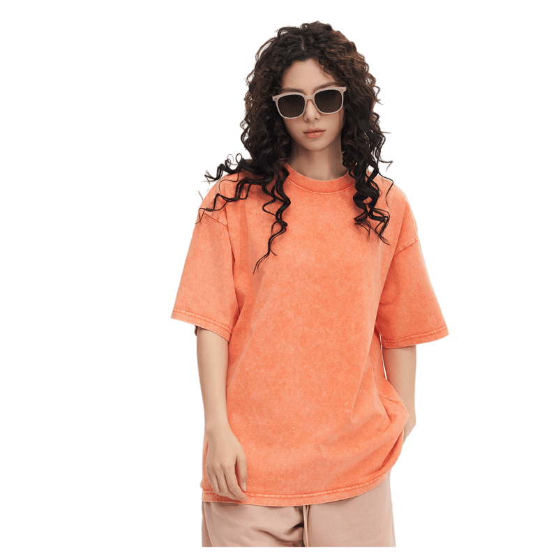 Water-Washed Retro T-Shirt, High-Quality Cotton, Made in China for Fashion Lovers