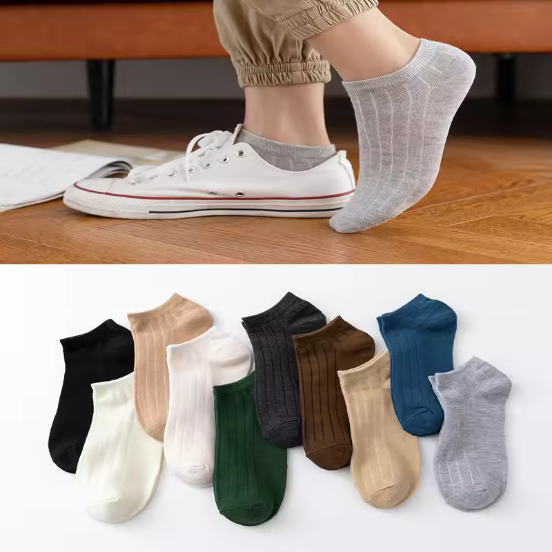 8230780 10 Pairs/lot Women Men's Socks Summer Fashion Striped Cotton Boat Sock Slippers Short Ankle Socks