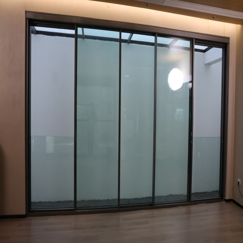Minimalist Design Narrow Frame Metal Aluminum Sliding Door for Balcony Courtyard