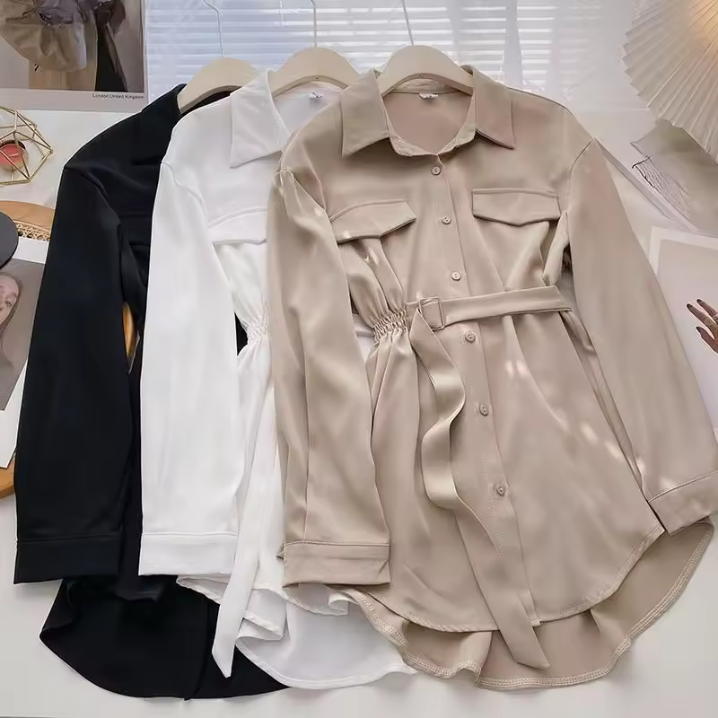 Women's Long Sleeve Shirt Summer New Tie Tops