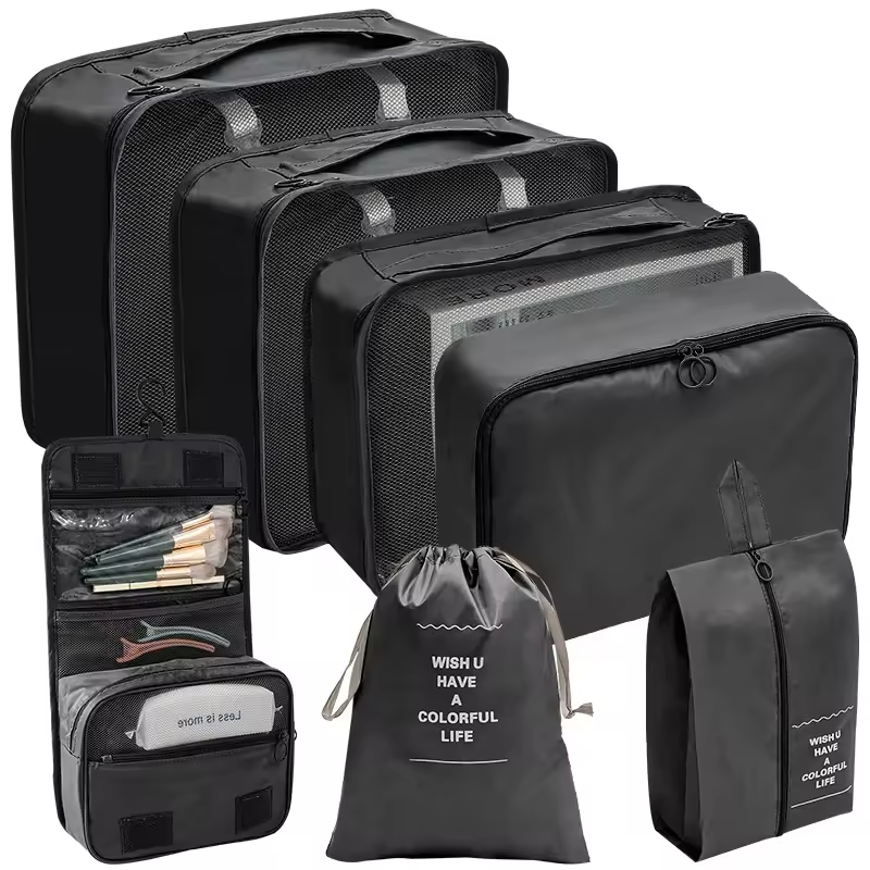 7pcs Travel Clothes Storage Waterproof Bags Portable Luggage Organizer Pouch Packing Cube 6 Colors Local Stock Hot Selling