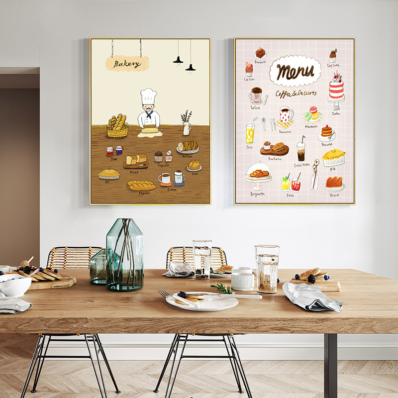 Frame Canvas Kitchen Design Menu Poster Print Wall Art for Home Decor