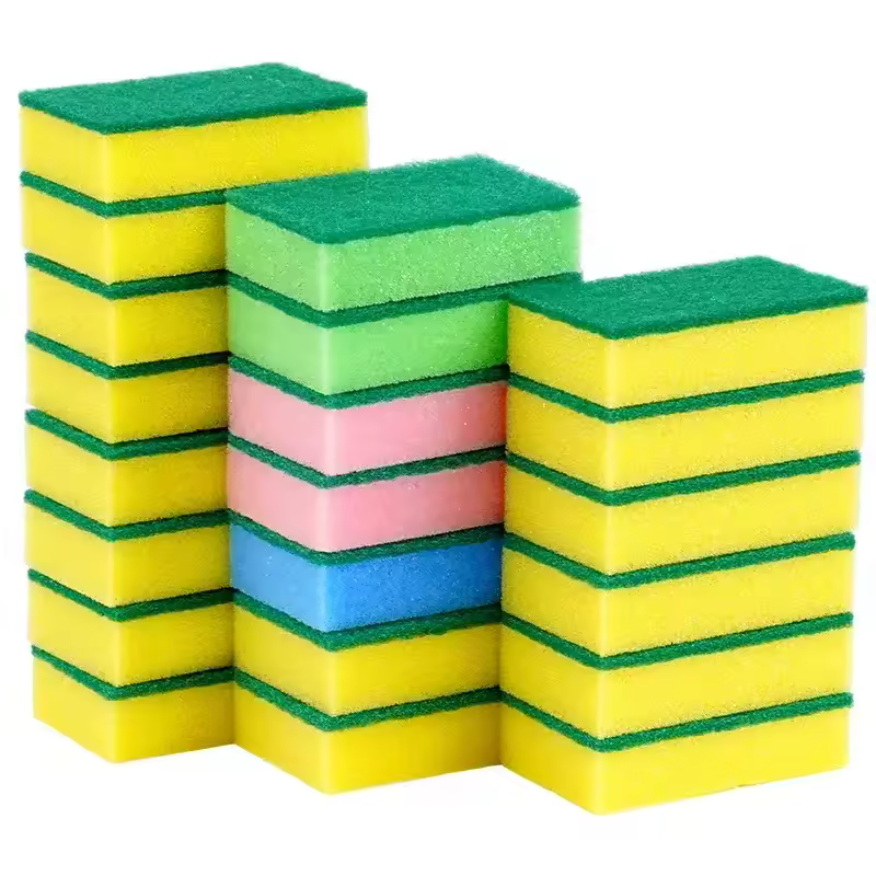 Hot Selling Kitchen Products Green Scouring Pad Polyester Kitchen Sponge Cleaning Cloths Dish Washing Sponge