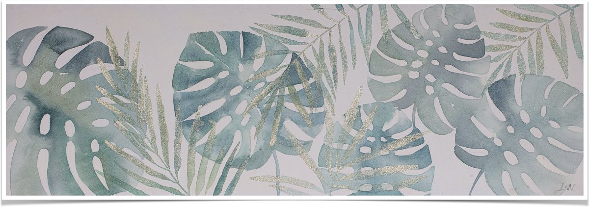 Canvas Wall Art Green Tropical Plant Oil Painting Home Decoration