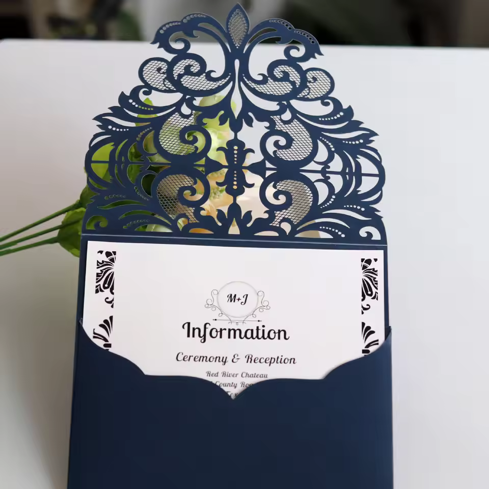 Ychon Wholesale Laser Cutting Wedding Invitation Card Thanksgiving Day Invitations Holiday Greeting Card Supplies In Stock