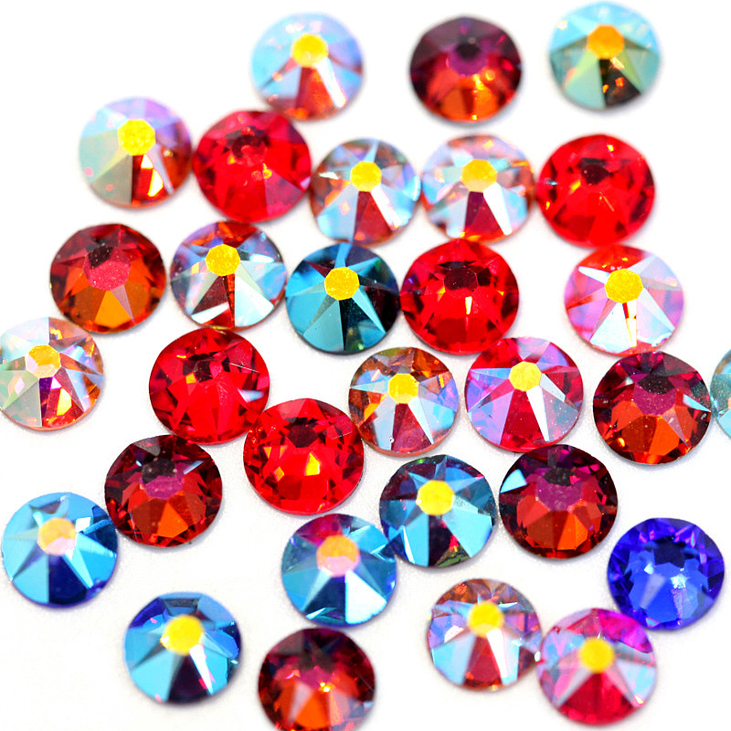 8 Big + 8 Small Cut Facets Nail Rhinestone Crystal Clear /Crystal Ab Flatback Non Hotfix Rhinestones Decoration Crystal Stones