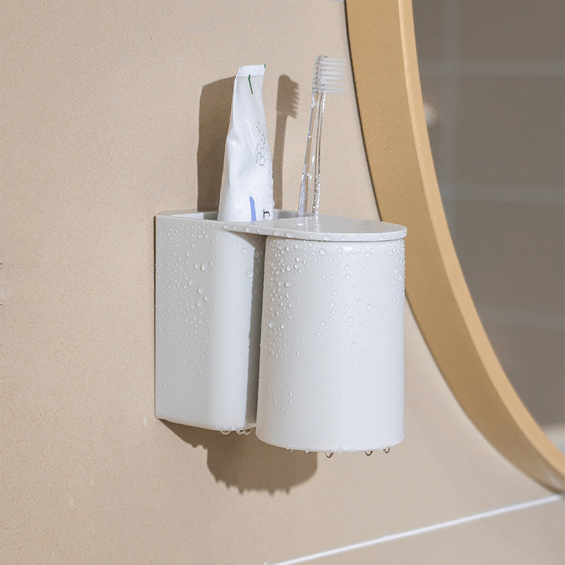 Wall Mounted Toothbrush Holder Magnetic Cup Set Bathroom Storage Organizer Mi29471