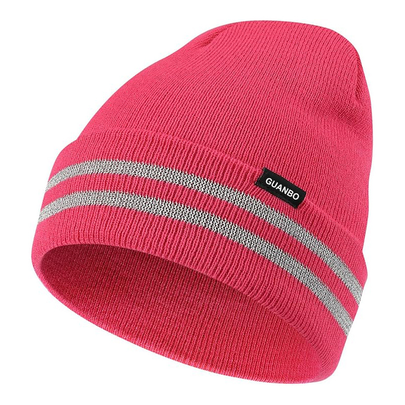 Unisex Reflective Knitted Beanie Night Running Cap Night-Vision High-Reflective Knitted Cap Sports and Cycling Reflective Beanie