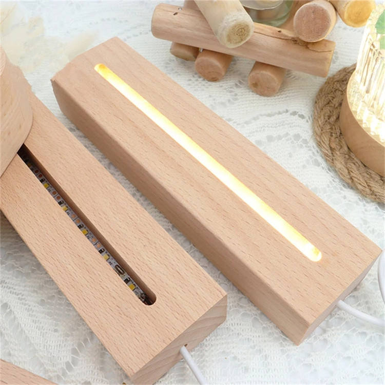 5Pcs/Set 3D Wooden Lamp Base LED Table Night Light Base for Acrylic Warm Lamp Holder Lighting Accessories Assembled Base Bulk