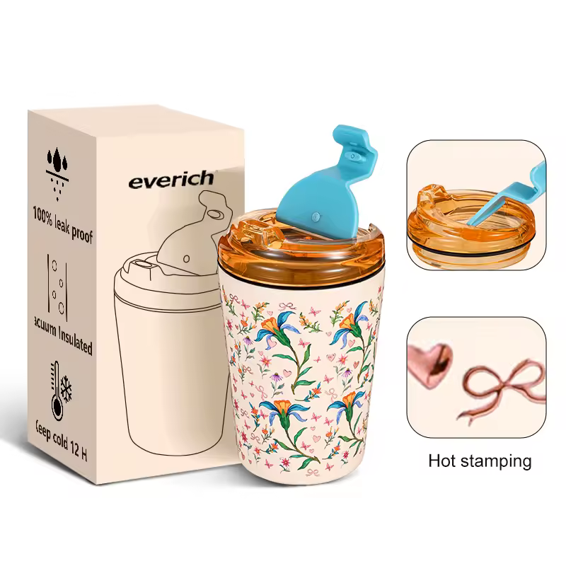 In Stock Flip Lid 12 Oz Reusable Cups Stainless Steel Insulated Vacuum Coffee Mug For Office Cafe Gifts