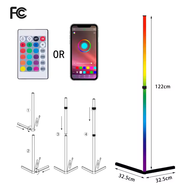 High Quality Cheap Floor Lamp Light With App Control Rgbw Led Corner Floor Lamp