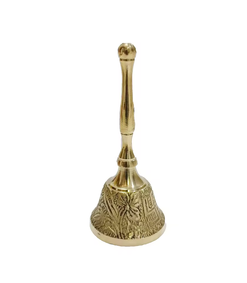 Handheld Brass Ghanti Puja Bell For Mandir Jingle And Christmas Musical Instrument Accessory