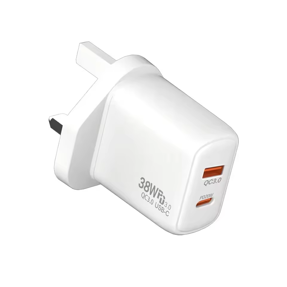 38w Oem Odm 2025 Top Selling Usb C Usb Wall Charger 2-port 30w Pd Fast Charger Adapter With Eu And Us Sockets Output Voltage 20v