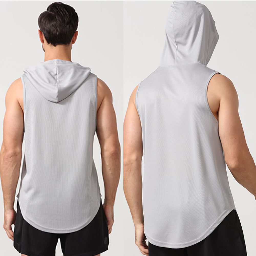 Sports Gym Men's Tank Top Hoodie Casual Training Running Sleeveless Hooded Vest