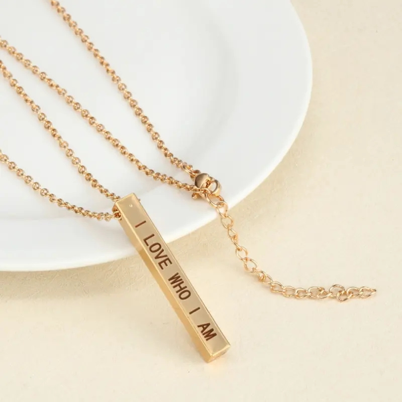 Factory Directly Sale 5*40mm Top Selling Stock Items Lover Incentive Silve Gold Bar Necklace