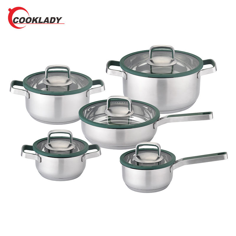 High Quality Frying Pan Stainless Steel Straight Shape Cookware Set Cooking Pot with Handle