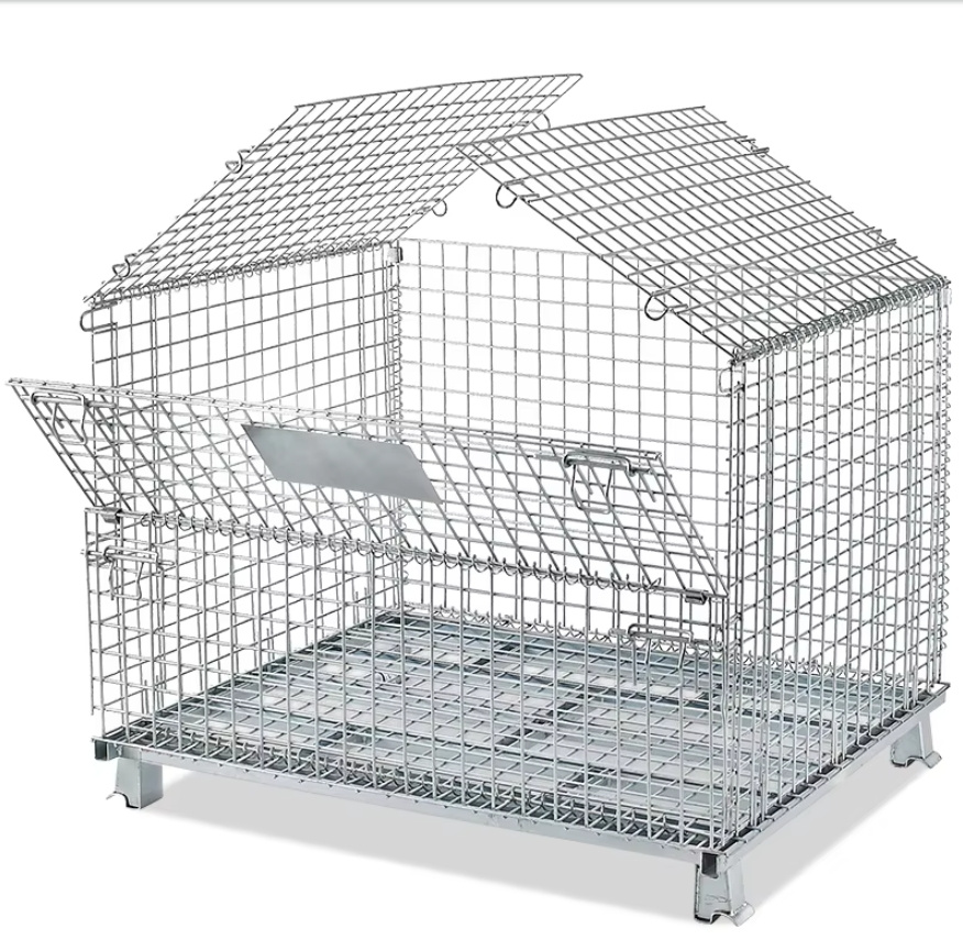 Industry Hanging Storage Wire Baskets Collapsible Stillage Cage Wire Mesh Container Pallet Box Foldable Metal Storage Pallet Basket Box Container