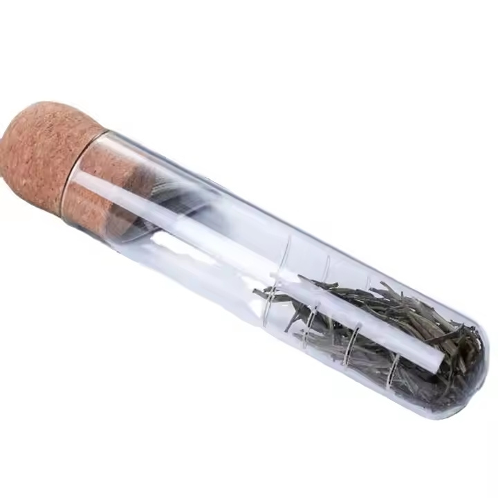 Mini Individual Tea Cup Glass Tube Infuser Set Filter with Cork Lid for Fruit Herbal or Loose Leaf Tea