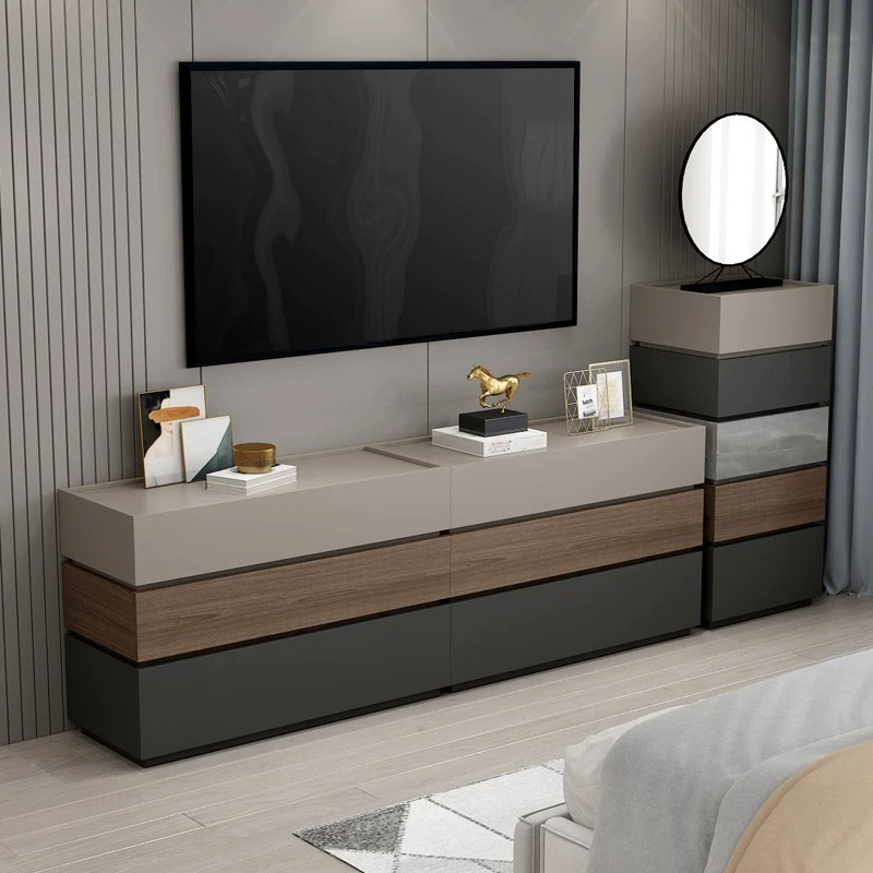 Large Capacity Wooden Storage Cabinet Combination Living Room Chest Drawers Side Cabinet