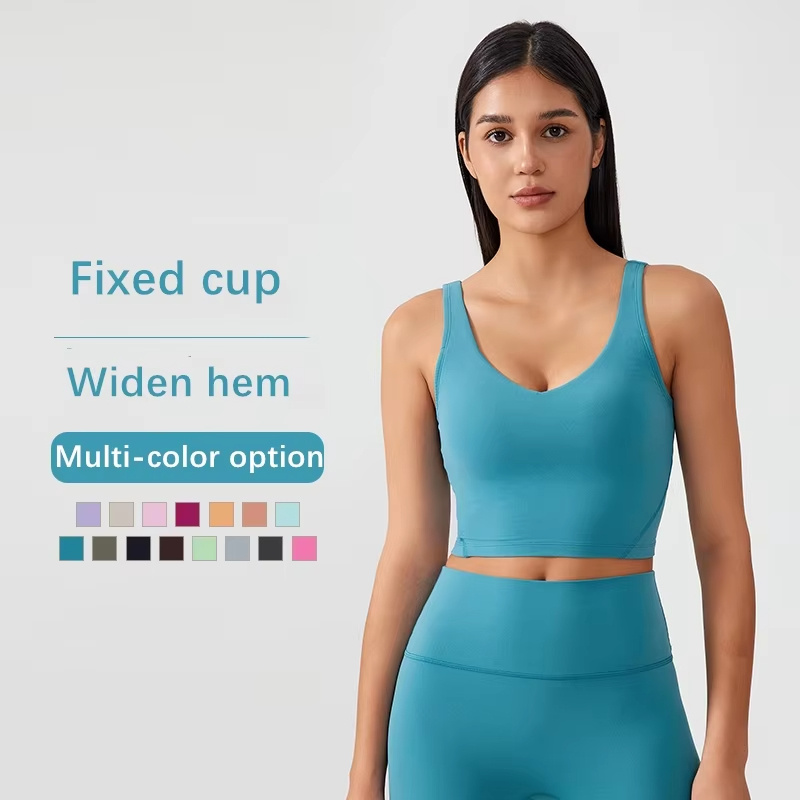 Womens Yoga Bras Fixed cup Top Sports LULU Bra Yoga Outfit Women Summer Tank Solid Sexy Crop Tank Tops Sleeveless Fashion Vest