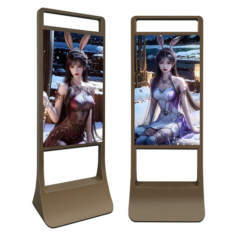 Latest 2023 Ultra-Thin Floor-Mounted Advertising Totem Indoor LCD Digital Signage Displaysmart TV Monitor Poster Android Touch Kiosk Screen