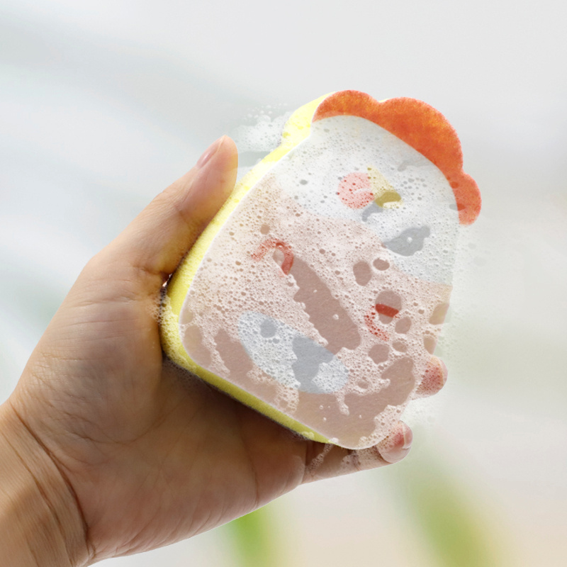 Popular Wholesale Chicken Bear 4 Sets of Sponge Composite Cleaning Cloth Cleaning Products