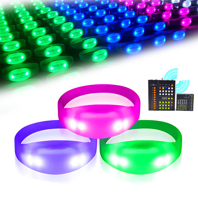 Custom Concert Event Parties Wrist Band Dmx Glowing Pulsera Led Wristband Remote Control Light Up Led Bracelet