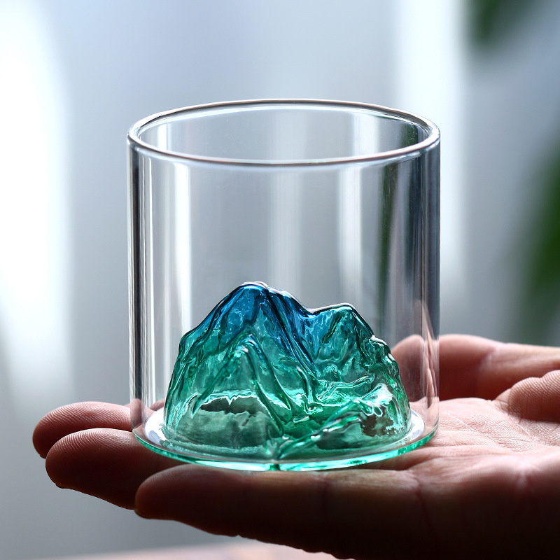Glass Tea Cup High Borosilicate Glass Coffee Cup View Mountain Glassware Water Cups for Bar